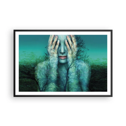 Poster in einem schwarzem Rahmen - Eingetaucht in Blau - 91x61 cm