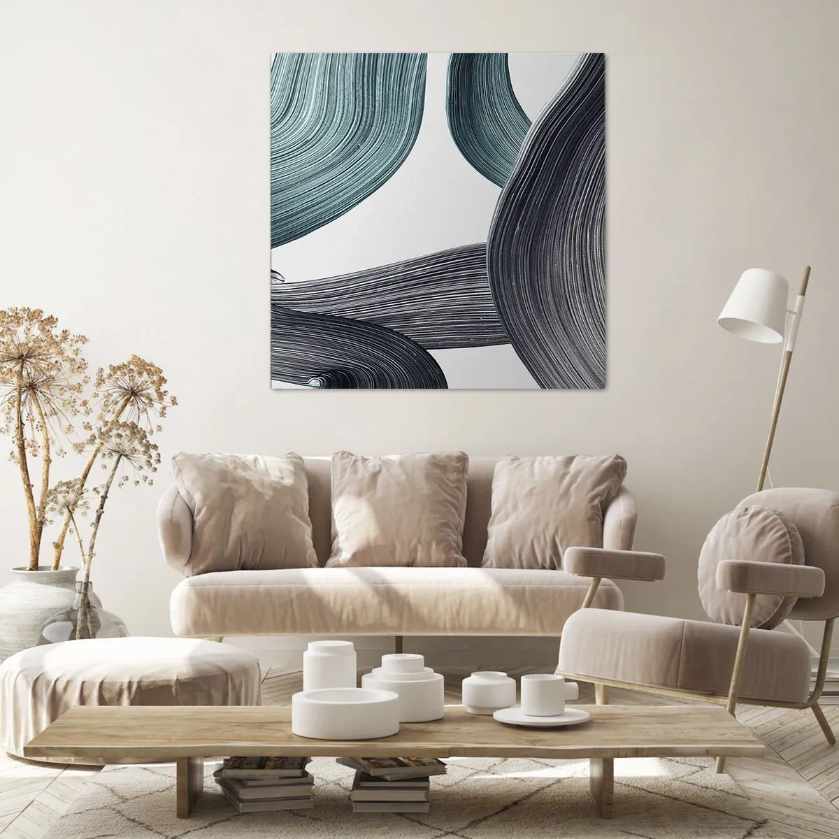 Bild auf Leinwand - Leinwandbild - Smaragdgrüne und schwarze Pfade - 60x60 cm