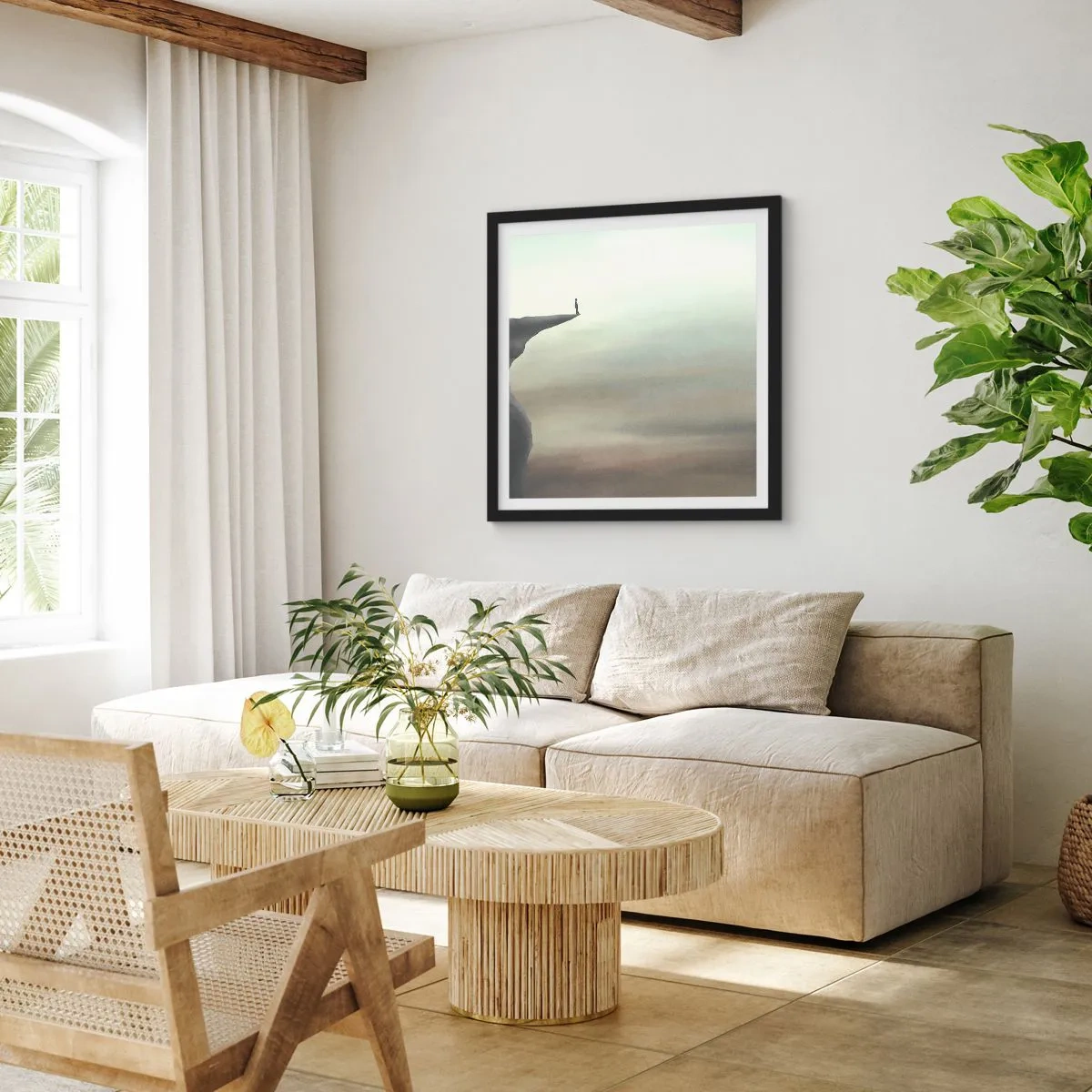 Poster in einem schwarzem Rahmen - Nach oben, natürlich! - 60x60 cm