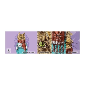 Fototapeten Muster Premium Sand - Die Katze nicht nur in Schuhen - Abstraktion, Katze, Wollpullover - 100x30 cm