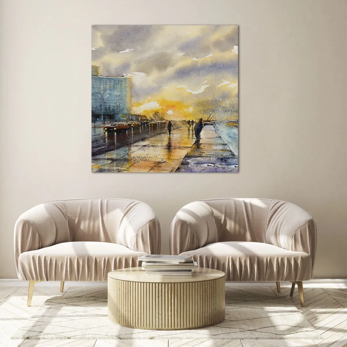 Glasbild - Bild auf glas - Leben am Ufer - 70x70 cm