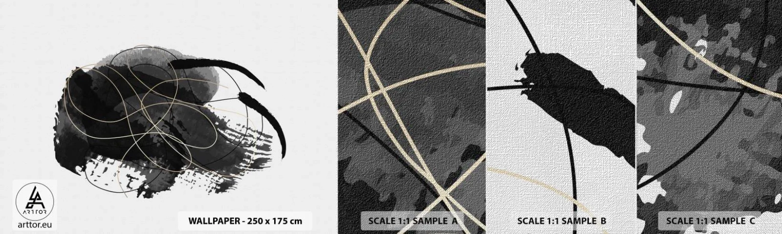 Fototapeten Muster Premium Canvas - Aus Schwarz entstanden - Abstraktion, Stück, Moderne Kunst - 100x30 cm