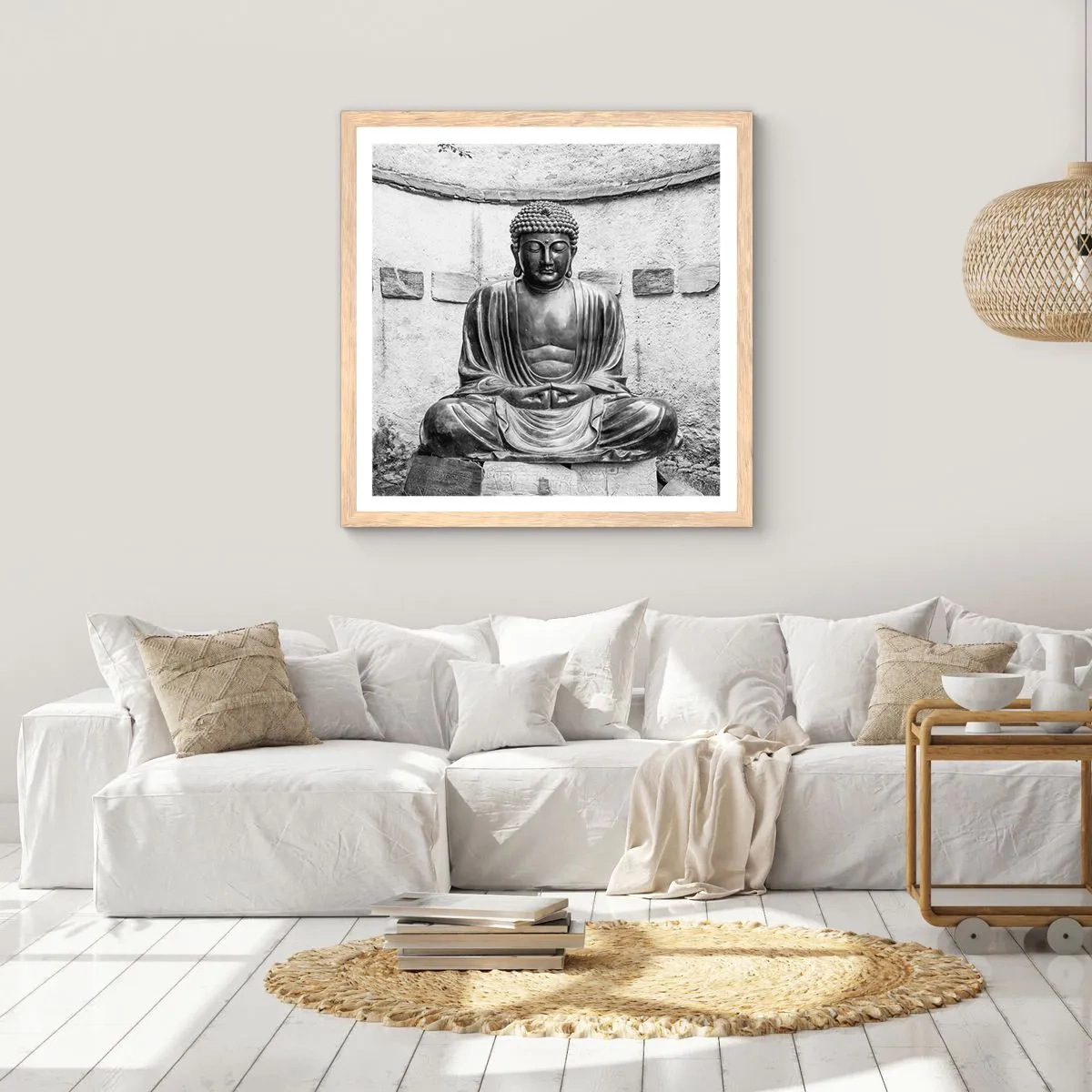 Poster in einem Rahmen aus heller Eiche - An der Quelle des Friedens - 50x50 cm