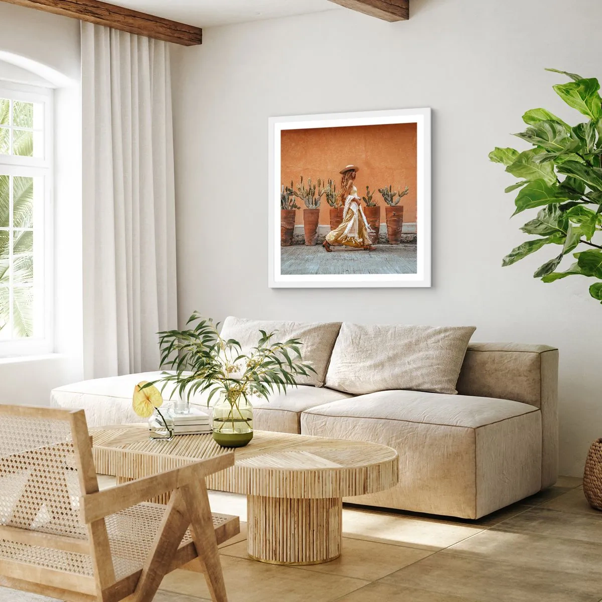 Poster in einem weißen Rahmen - Hippie-Stil - 30x30 cm