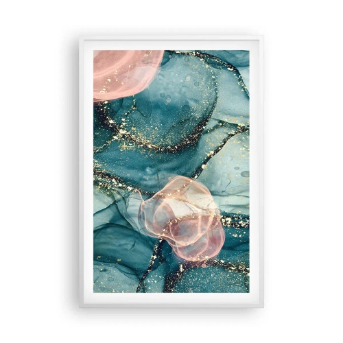 Poster in einem weißen Rahmen - Seidenblau, Tüllrosa - 61x91 cm