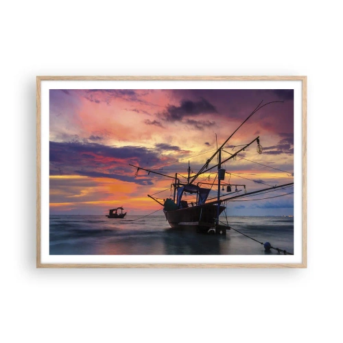 Poster in einem Rahmen aus heller Eiche - Exotischer Abend - 100x70 cm