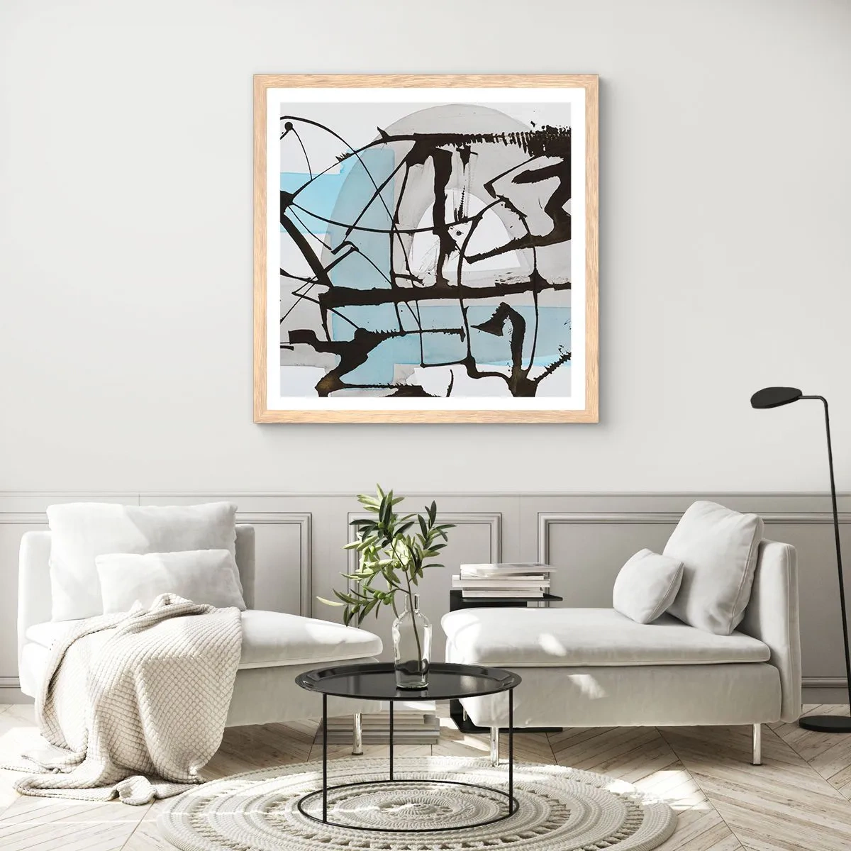 Poster in einem Rahmen aus heller Eiche - Trotzdem blau - 60x60 cm