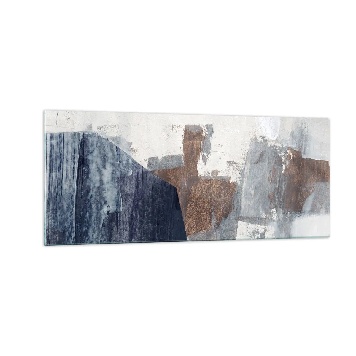 Glasbild - Bild auf glas - Blaue und braune Formen - 100x40 cm