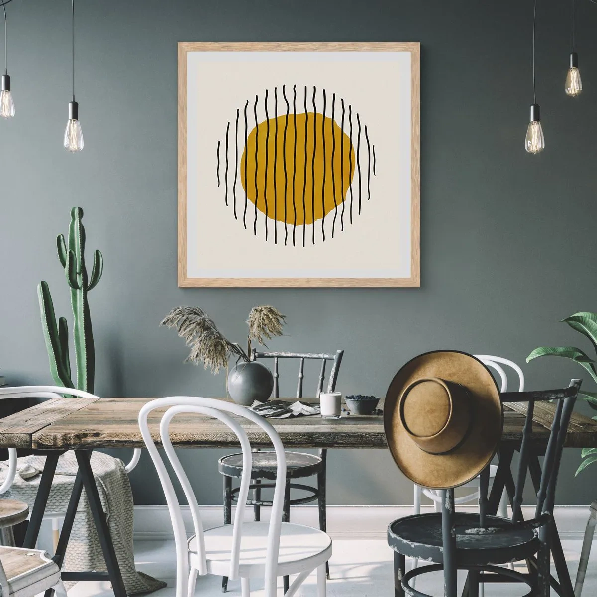 Poster in einem Rahmen aus heller Eiche - Abstraktion, die vor Hitze zittert - 40x40 cm