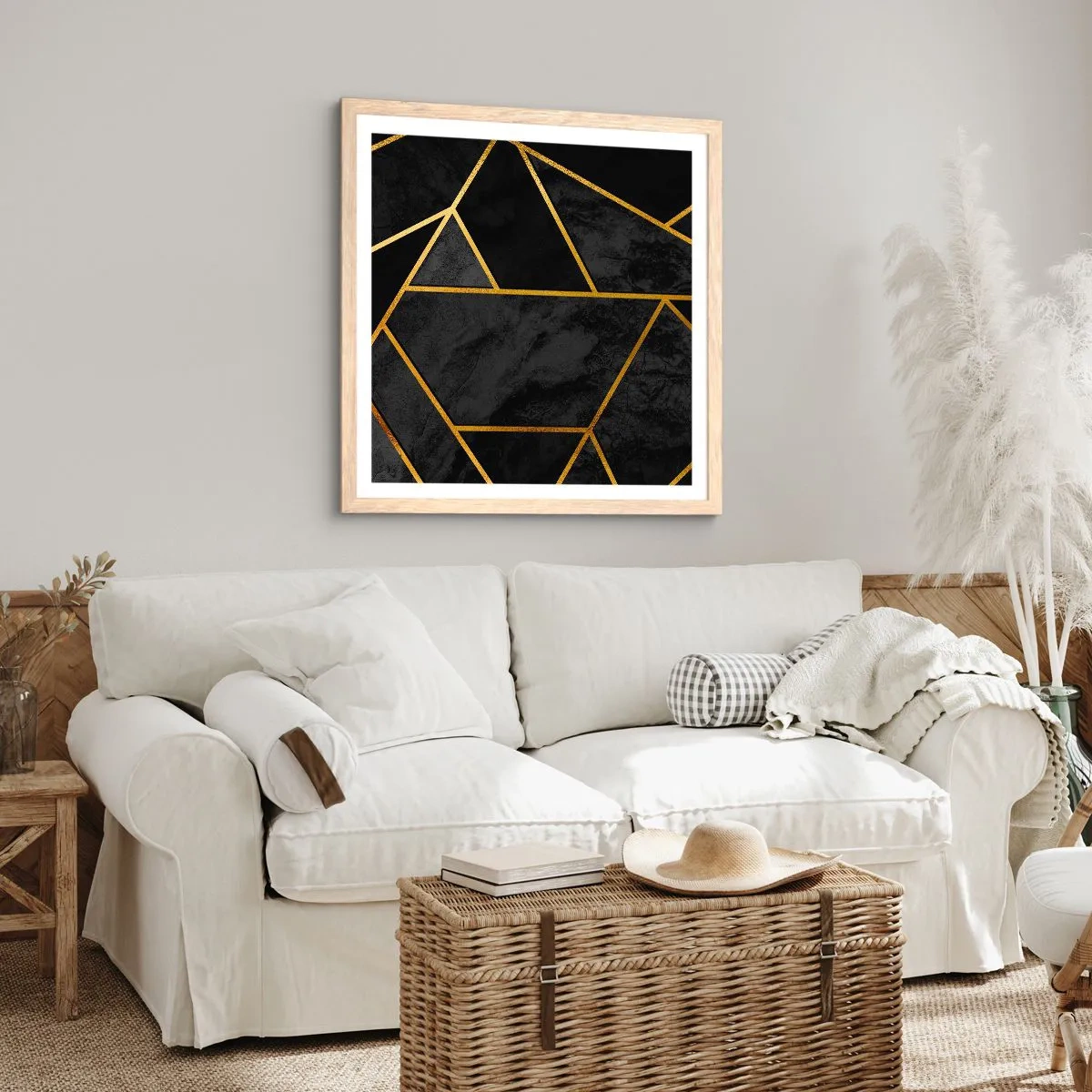 Poster in einem Rahmen aus heller Eiche - Dunkelheit und Glanz - 40x40 cm