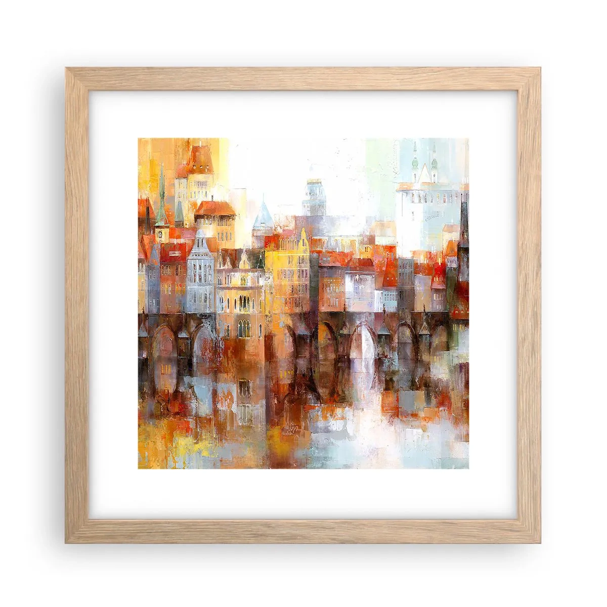 Poster in einem Rahmen aus heller Eiche - Schön ist es auch unter der Brücke - 30x30 cm