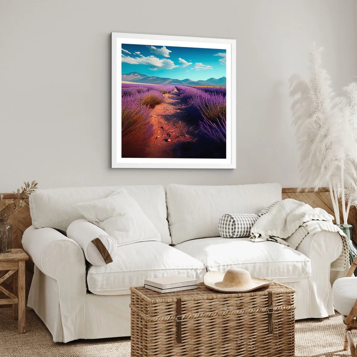 Poster in einem weißen Rahmen - Duftende Felder - 30x30 cm