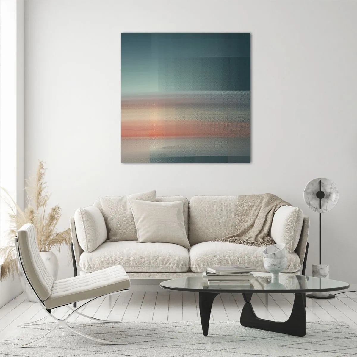 Glasbild - Bild auf glas - Abstraktion: Lichtwellen - 60x60 cm