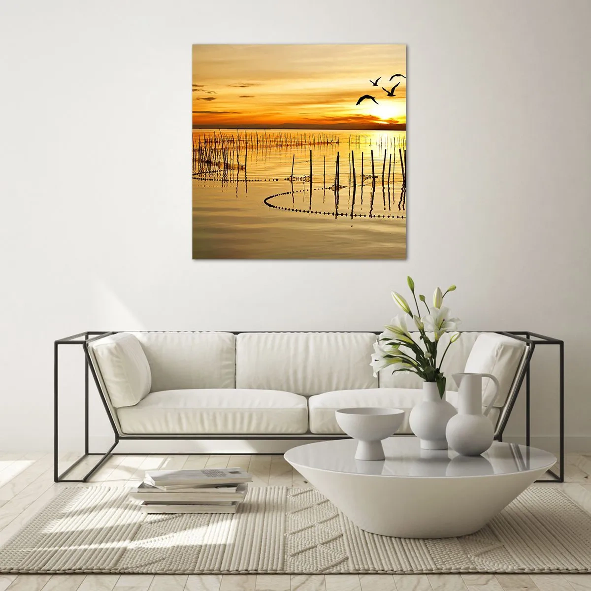 Glasbild - Bild auf glas - In der Fischerei - 70x70 cm