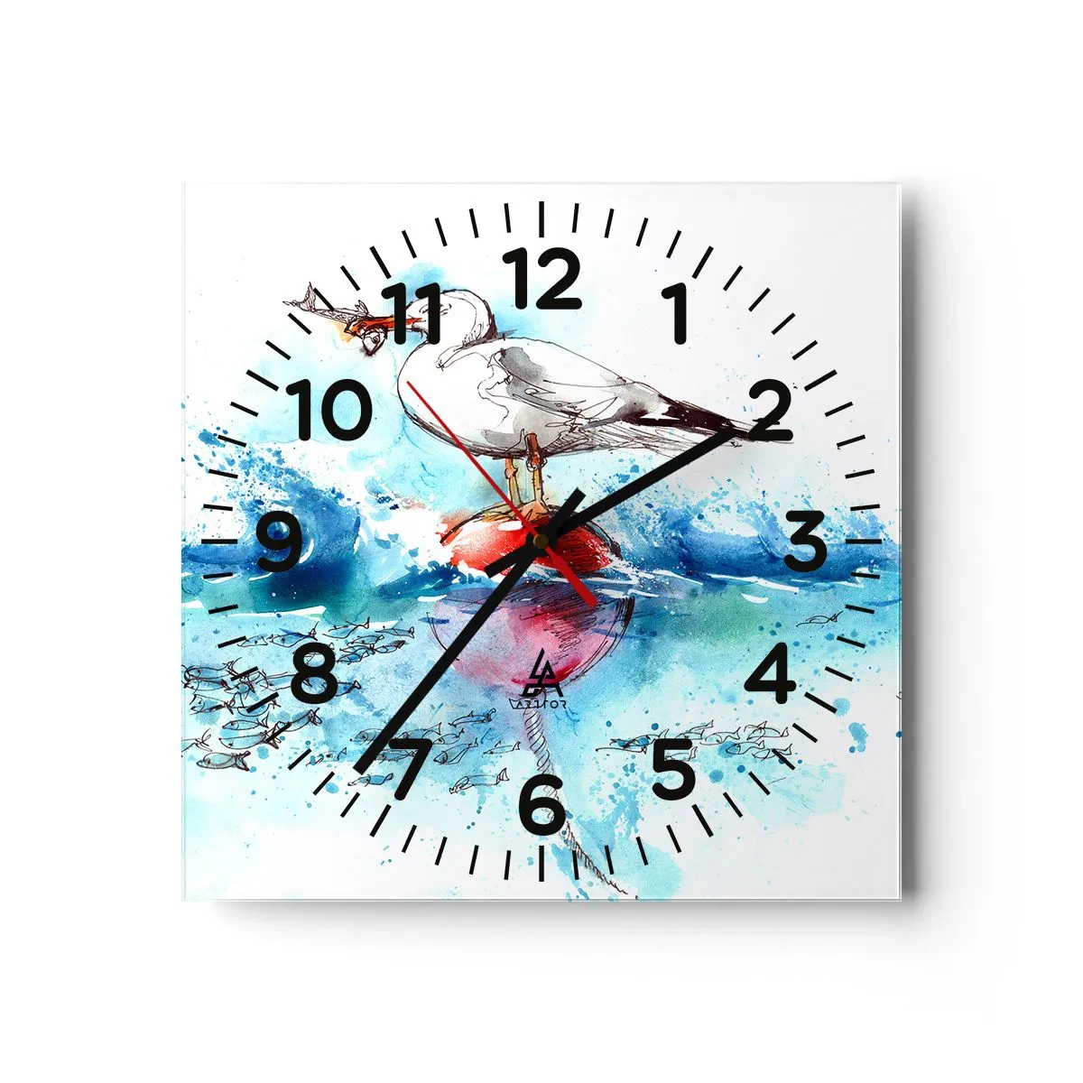 Wanduhr - Glasuhr - Erfolgreicher Fang - 40x40 cm