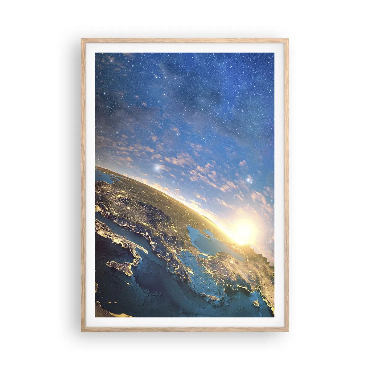 Poster in einem Rahmen aus heller Eiche - Schauen wir uns aus der Ferne an - 70x100 cm