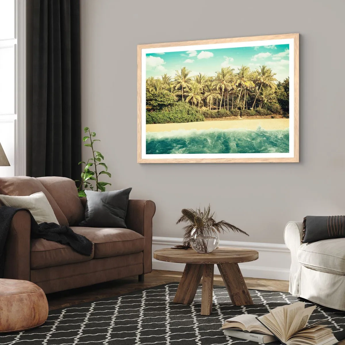 Poster in einem Rahmen aus heller Eiche - Wie wäre es hier? - 91x61 cm