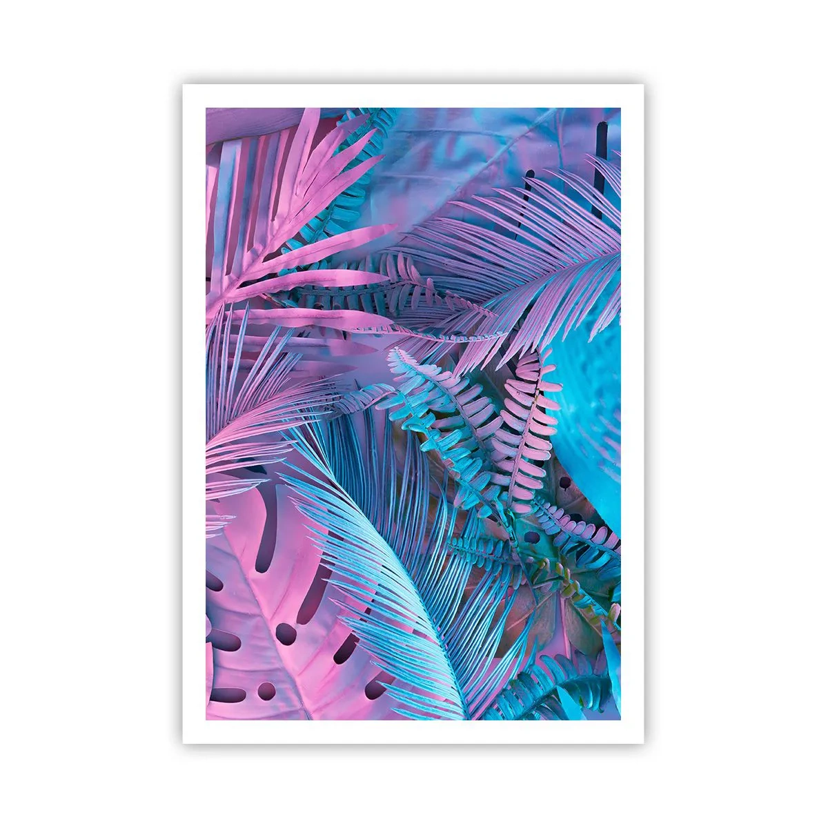 Poster - Tropen in Rosa und Blau - 70x100 cm