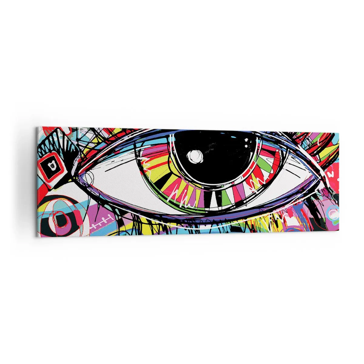 Bild auf Leinwand - Leinwandbild - Buntes abstraktes Graffiti-Auge - 160x50cm - Buntes Auge - bunte Seele - Moderne Wanddekoration für Wohnzimmer und Schlafzimmer ARTTOR