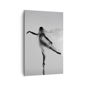 Bild auf Leinwand - Leinwandbild - Eine Tänzerin in ätherischer Pose mit fließendem Stoff - 80x120cm - Leichtigkeit und Anmut - Moderne Wanddekoration für Wohnzimmer und Schlafzimmer ARTTOR