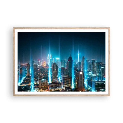 Poster in einem Rahmen aus heller Eiche - Auf Berliner Art gegen den Himmel - 100x70 cm