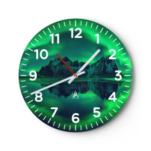 Wanduhr - Glasuhr - In den Armen der Aurora - 40x40 cm