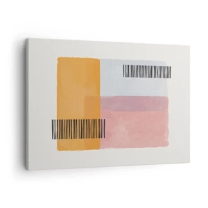 Bild auf Leinwand - Leinwandbild - Geometrie in Pastellfarben mit Linien auf hellem Hintergrund - 70x50cm - Von Ecke zu Ecke - Moderne Wanddekoration für Wohnzimmer und Schlafzimmer ARTTOR