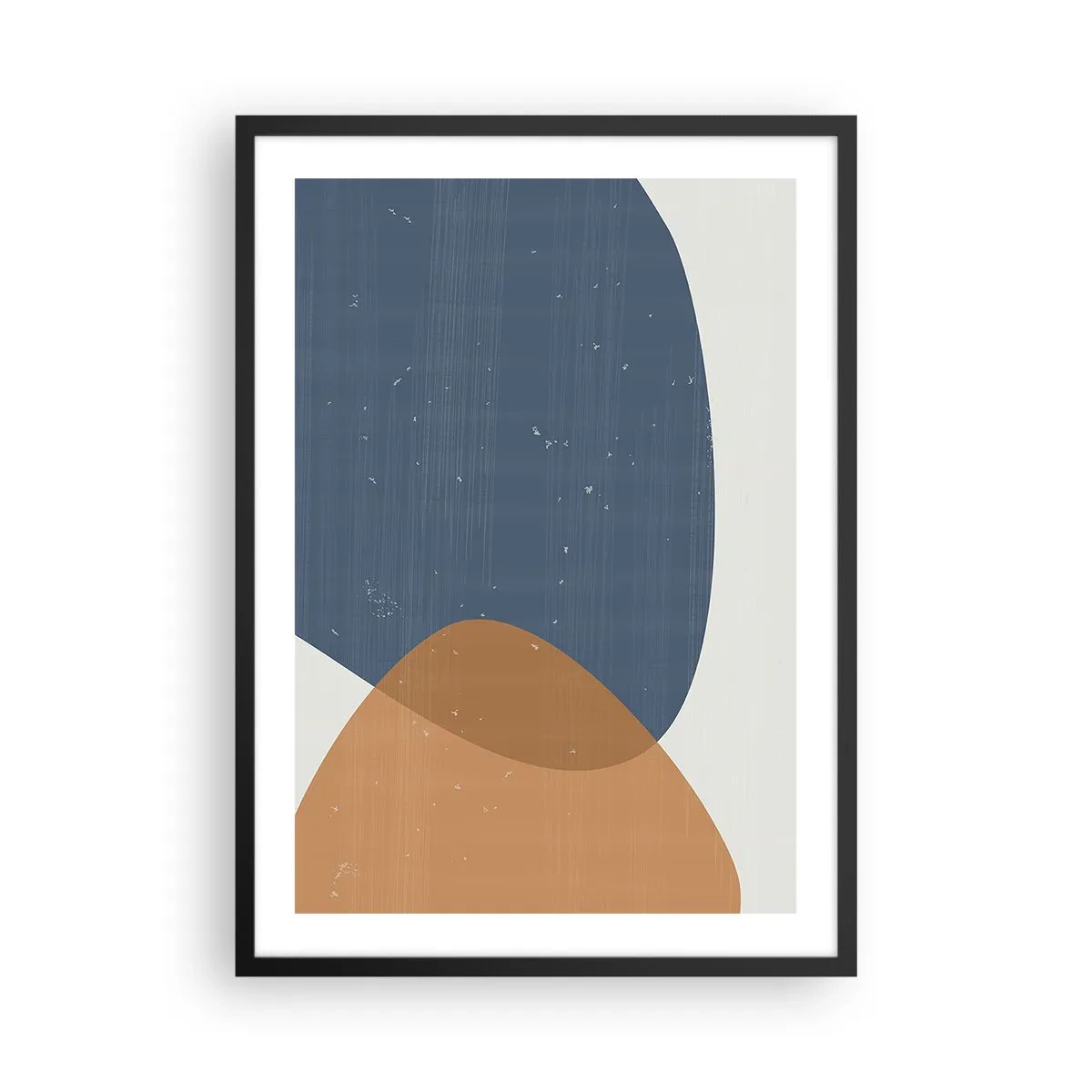 Poster in einem schwarzem Rahmen - Geometrie in Blau- und Beigetönen - 50x70cm - Ovale und Einflüsse - Moderne Wanddekoration für Wohnzimmer und Schlafzimmer ARTTOR