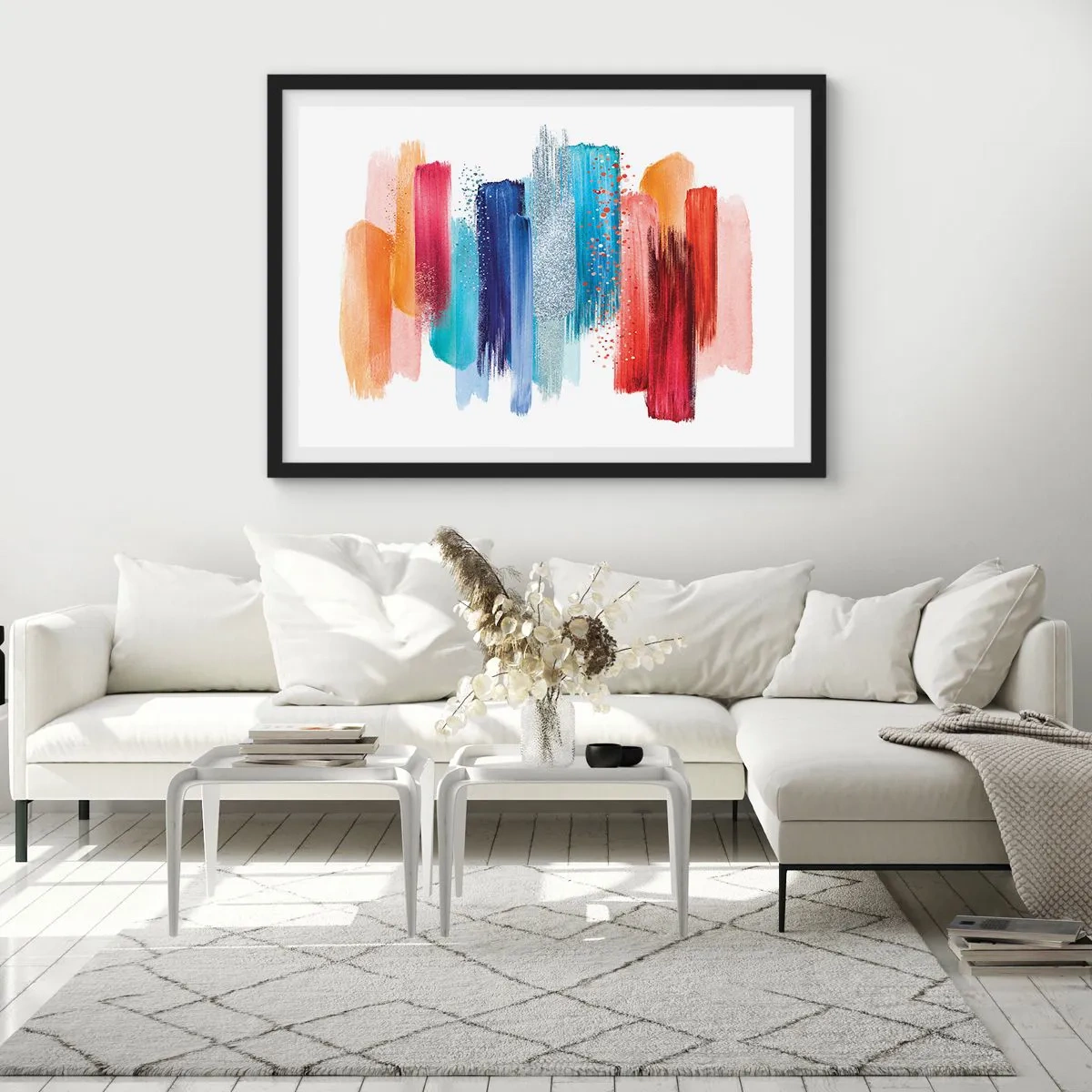 Poster in einem schwarzem Rahmen - Auf und ab - 91x61 cm