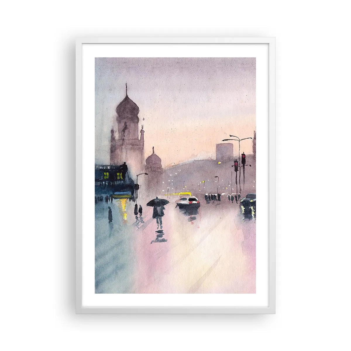Poster in einem weißen Rahmen - Im regnerischen Dunst - 50x70 cm