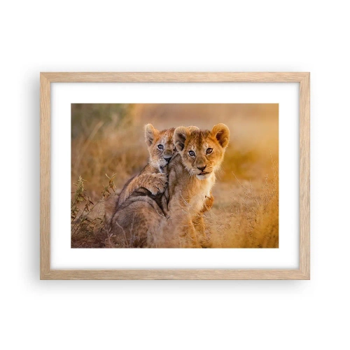 Poster in einem Rahmen aus heller Eiche - Bitte nicht stören! Wir haben Spaß - 40x30 cm