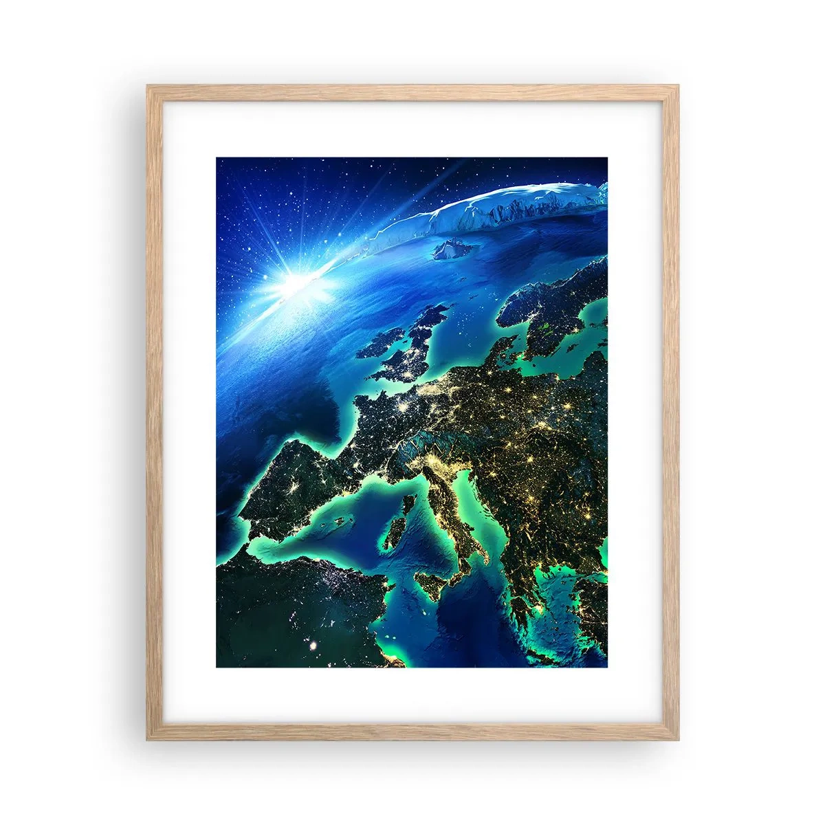 Poster in einem Rahmen aus heller Eiche - Funkelndes Europa - 40x50 cm