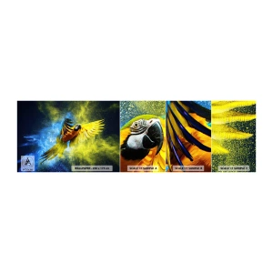 Fototapeten Muster Selbstklebend Deluxe Sticker - Im blauen und goldenen Staub - Papagei, Abstraktion, Stück - 100x30 cm