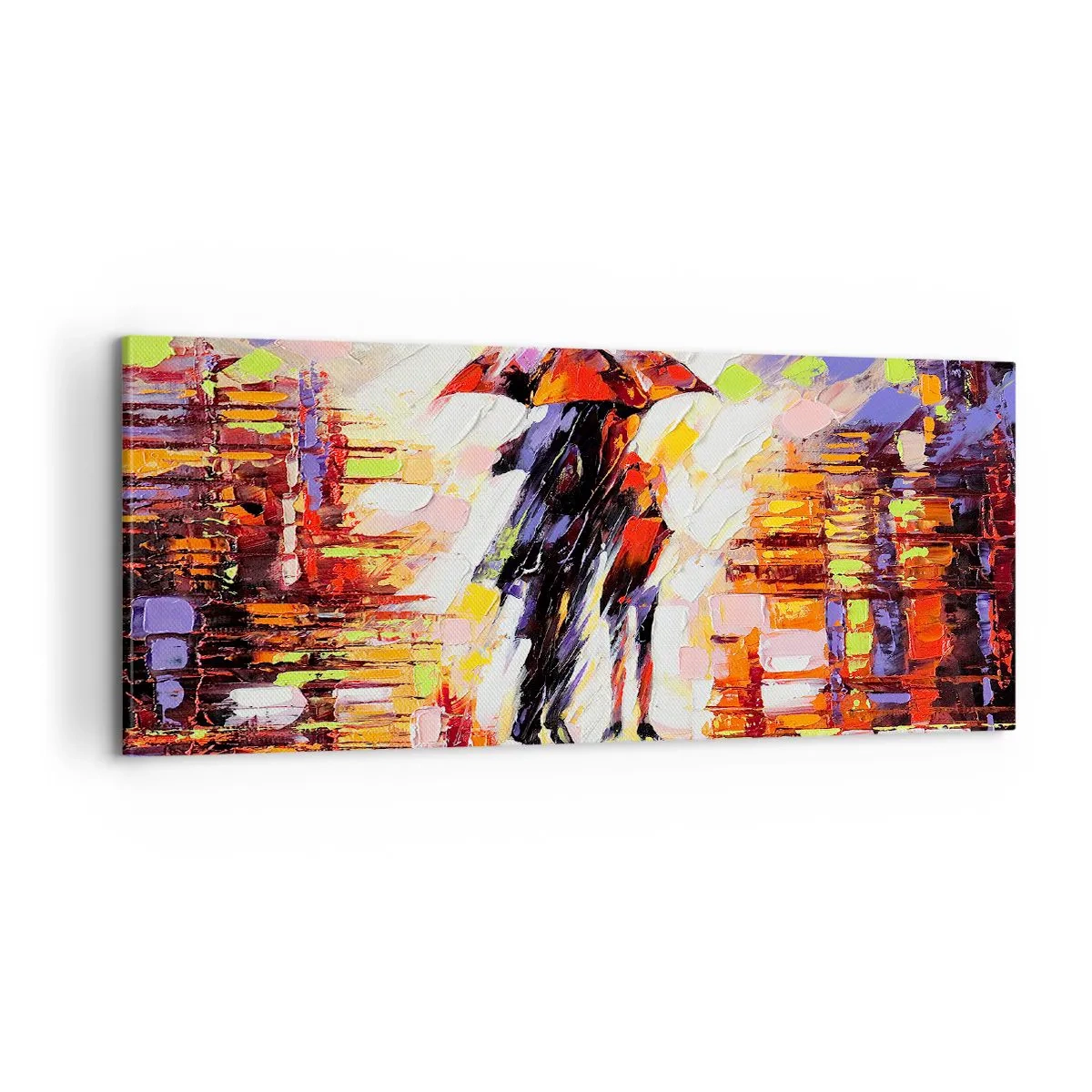 Bild auf Leinwand - Leinwandbild - Gemeinsam durch die Nacht und den Regen - 100x40 cm