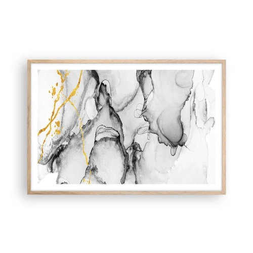 Poster in einem Rahmen aus heller Eiche - Komposition mit Goldmotiv - 91x61 cm