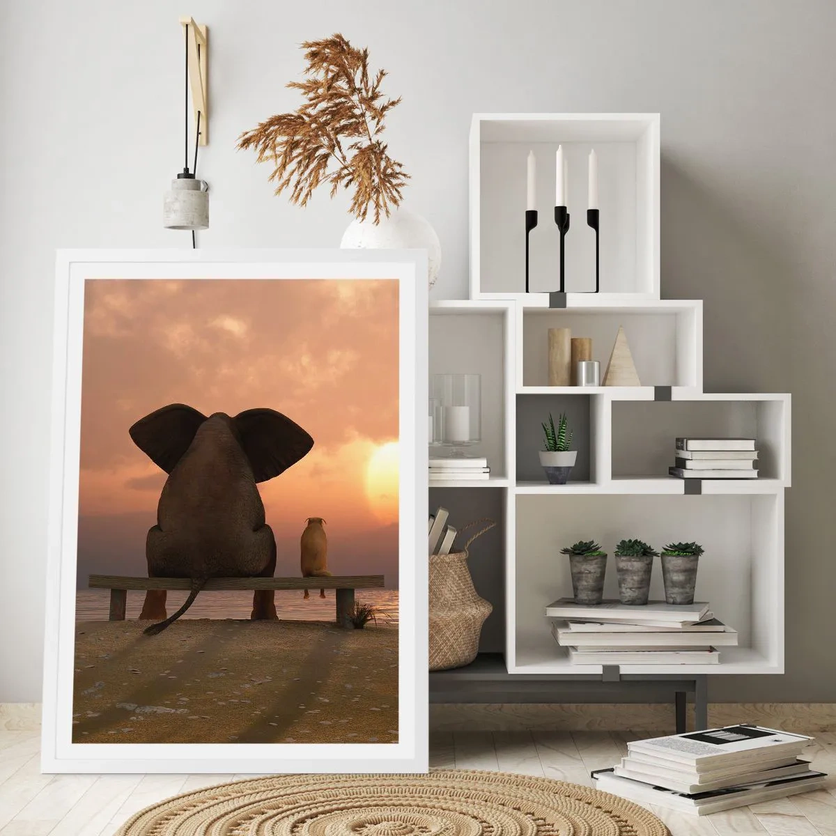 Poster in einem weißen Rahmen - Es tut gut zusammen zu schweigen - 70x100 cm