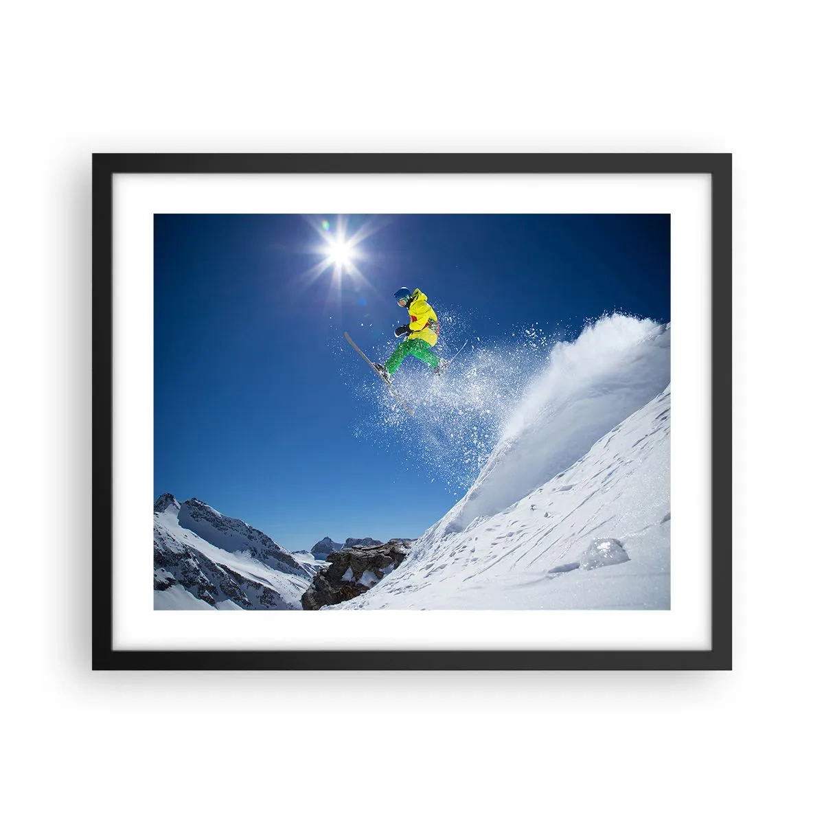 Poster in einem schwarzem Rahmen - Tanzen mit den Bergen - 50x40 cm