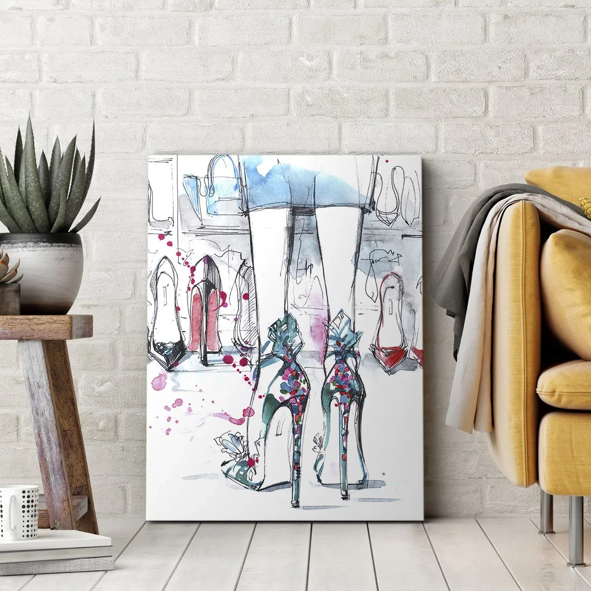Bild auf Leinwand - Leinwandbild - Künstlerische Grafiken mit High Heels und Accessoires - 50x70cm - Sesam, mach auf - Moderne Wanddekoration für Wohnzimmer und Schlafzimmer ARTTOR