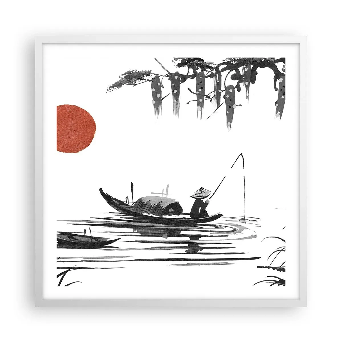 Poster in einem weißen Rahmen - Asiatischer Nachmittag - 60x60 cm