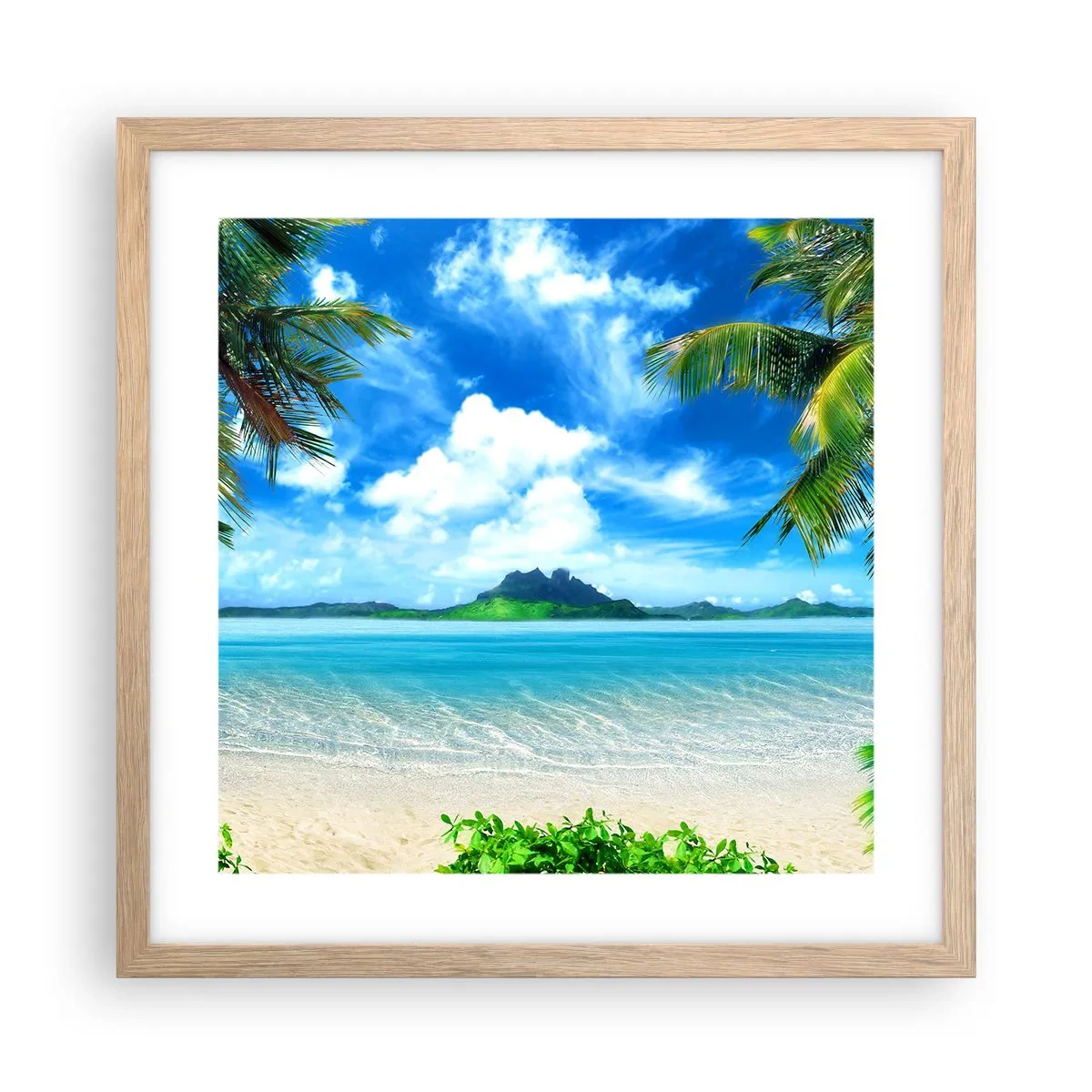 Poster in einem Rahmen aus heller Eiche - Das Azurblau der Tropen - 40x40 cm