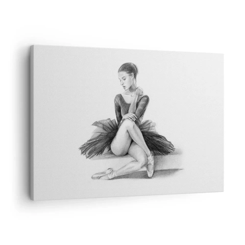 Bild auf Leinwand - Leinwandbild - Eine Skizze einer Ballerina im dezenten, klassischen Stil - 70x50cm - Vom Tanz verzaubert - Moderne Wanddekoration für Wohnzimmer und Schlafzimmer ARTTOR