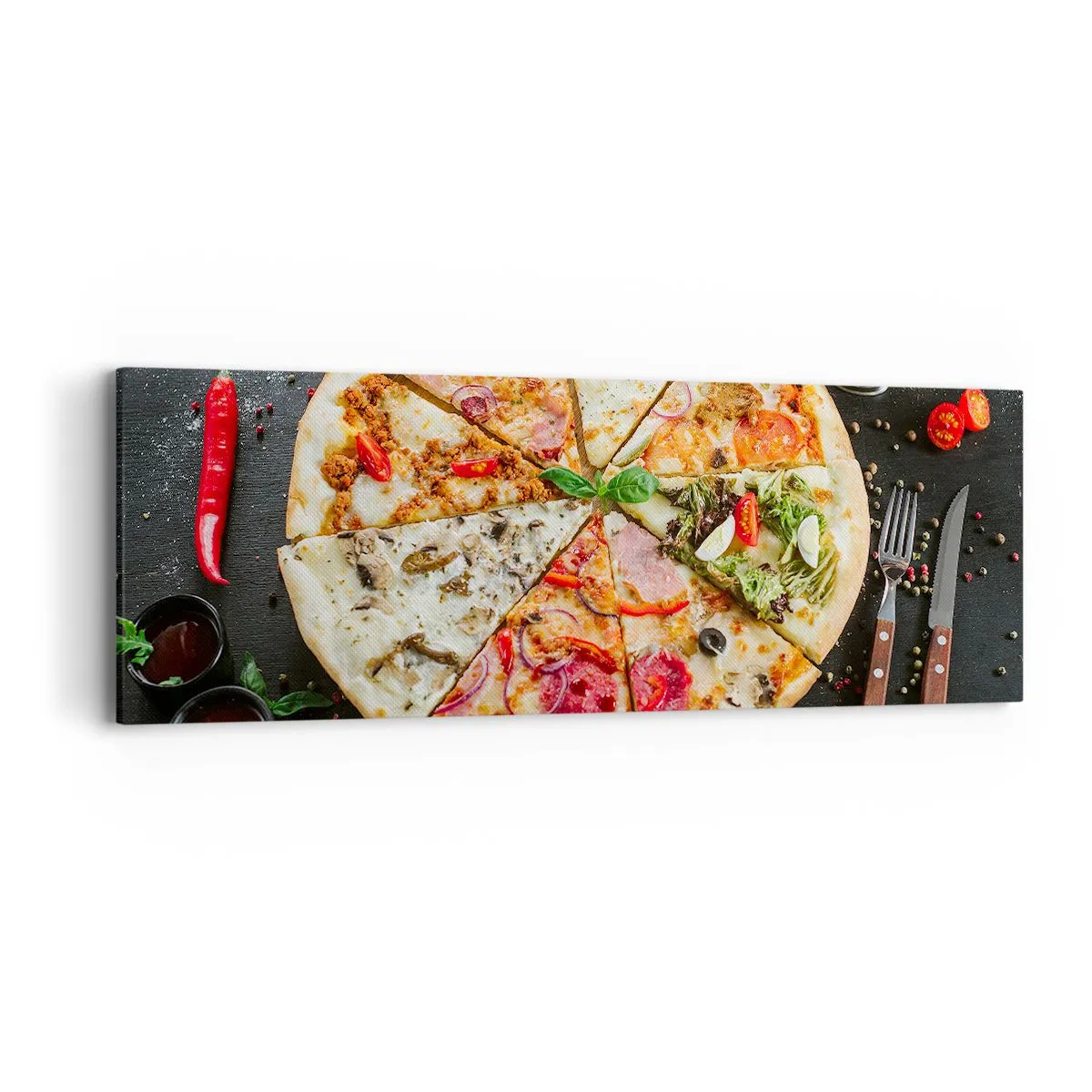 Bild auf Leinwand - Leinwandbild - Eine Reihe von Geschmacksrichtungen - 90x30 cm