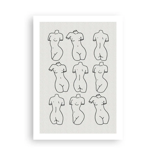 Poster - Eine minimalistische Illustration weiblicher Silhouetten in schwarzen Umrissen. - 50x70cm - Nur Venus - Moderne Wanddekoration für Wohnzimmer und Schlafzimmer ARTTOR