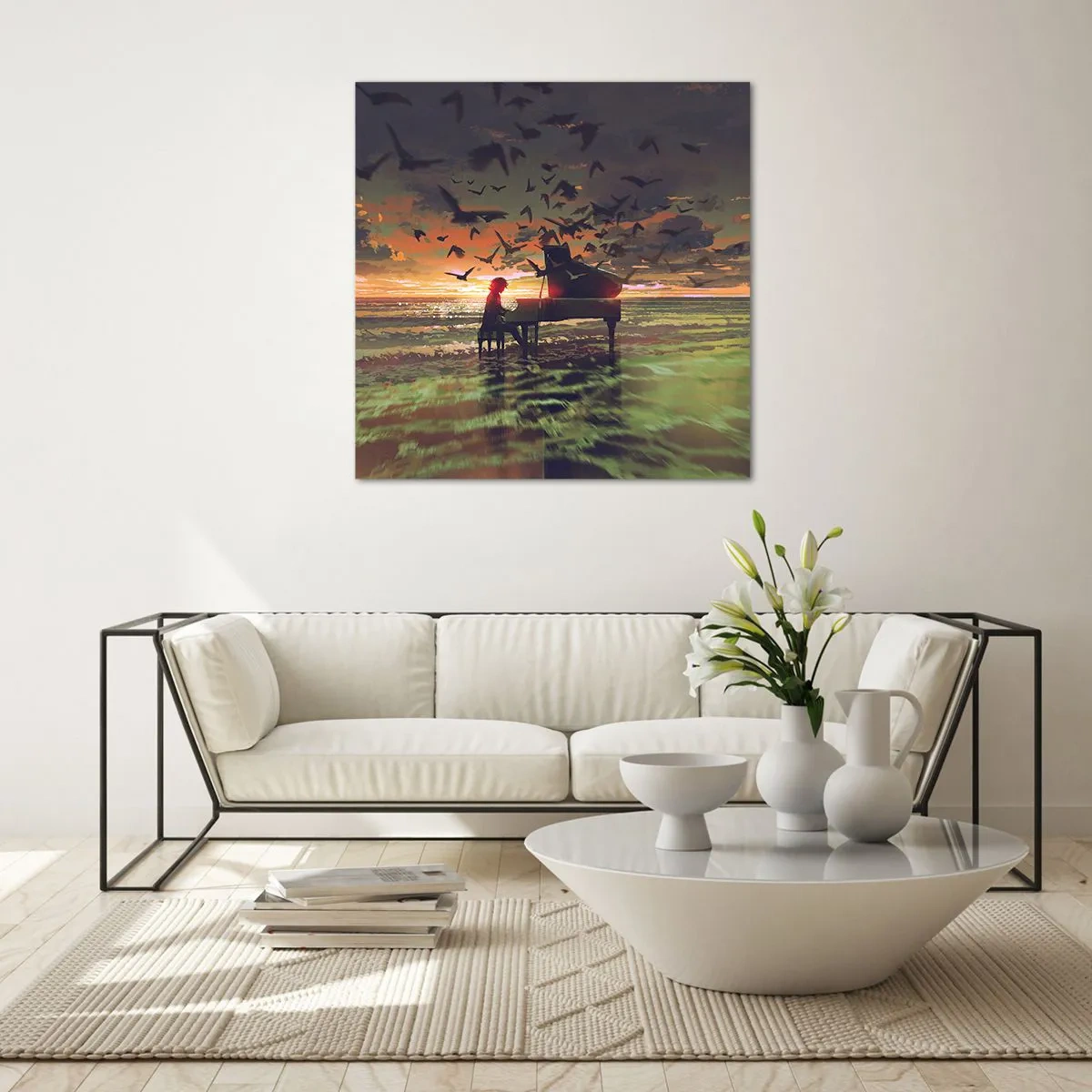 Glasbild - Bild auf glas - Konzert für Klavier und Wellen - 50x50 cm