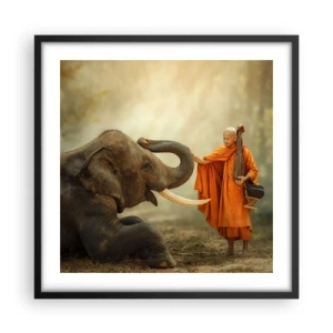 Poster in einem schwarzem Rahmen - Treffen unterwegs - 50x50 cm