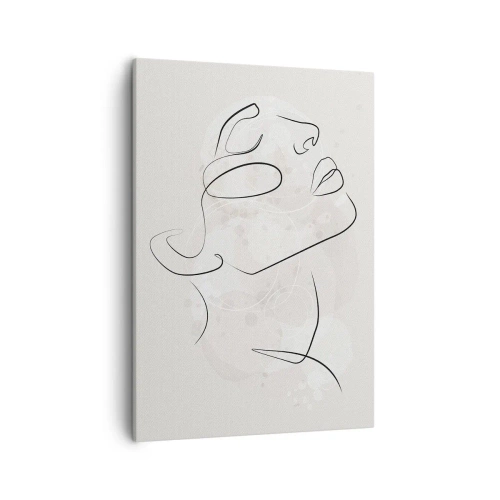Bild auf Leinwand - Leinwandbild - Eine minimalistische Skizze eines Gesichts auf hellem Hintergrund - 50x70cm - Die Umrisse eines Traums - Moderne Wanddekoration für Wohnzimmer und Schlafzimmer ARTTOR