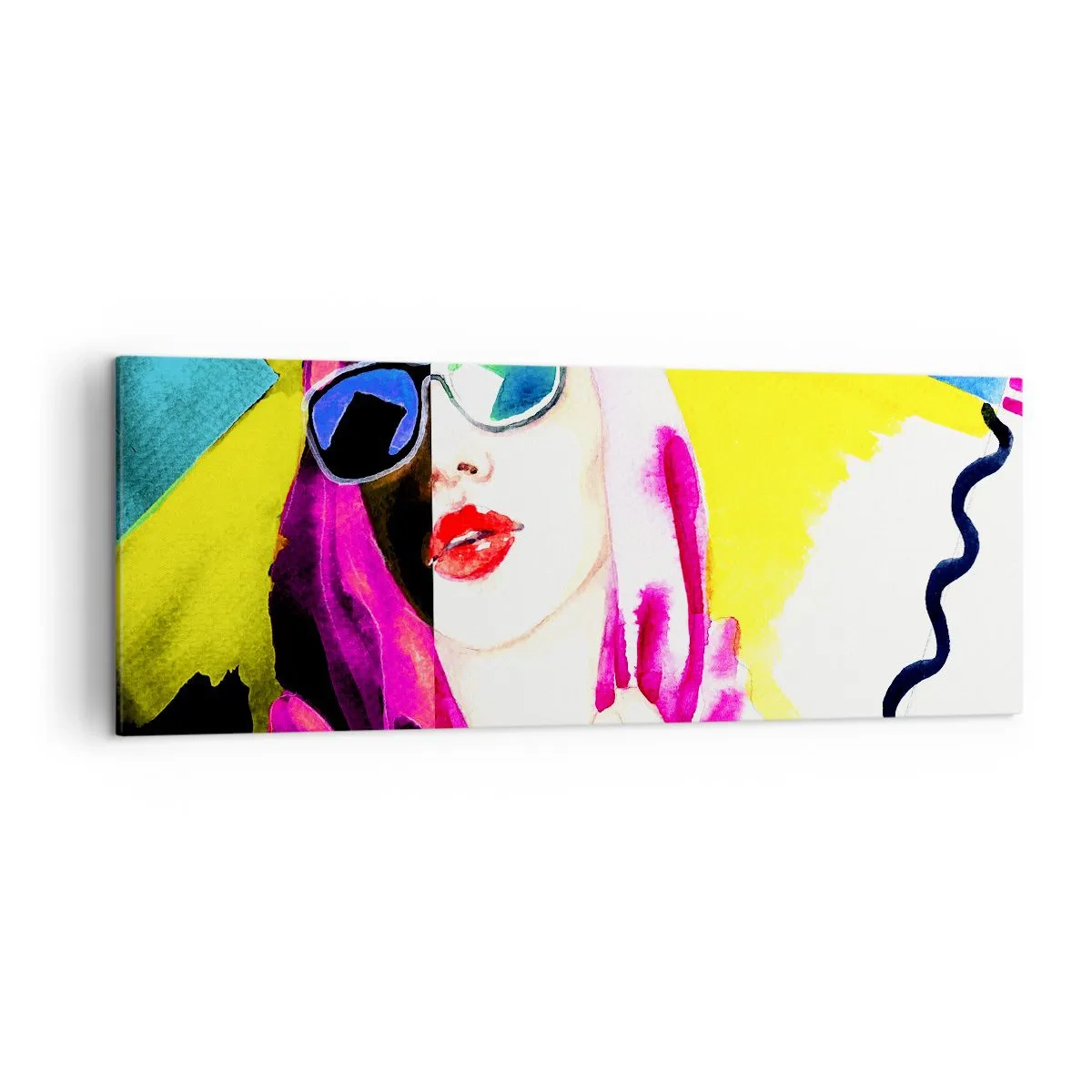 Bild auf Leinwand - Leinwandbild - Buntes Porträt einer Frau mit Sonnenbrille - 140x50cm - Ich bin nicht weiß und ich bin nicht schwarz - Moderne Wanddekoration für Wohnzimmer und Schlafzimmer ARTTOR