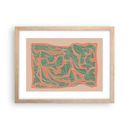 Poster in einem Rahmen aus heller Eiche - Kampf zwischen Korallen und Grün - 40x30 cm