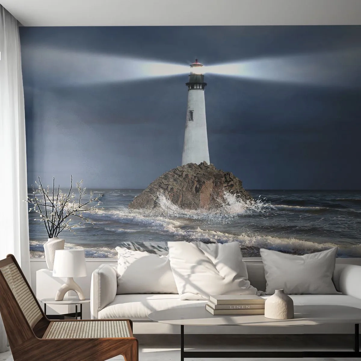 Fototapete Standard Eco - Hier... hier... hier! - Landschaft, Leuchtturm, Insel - 400x280 cm