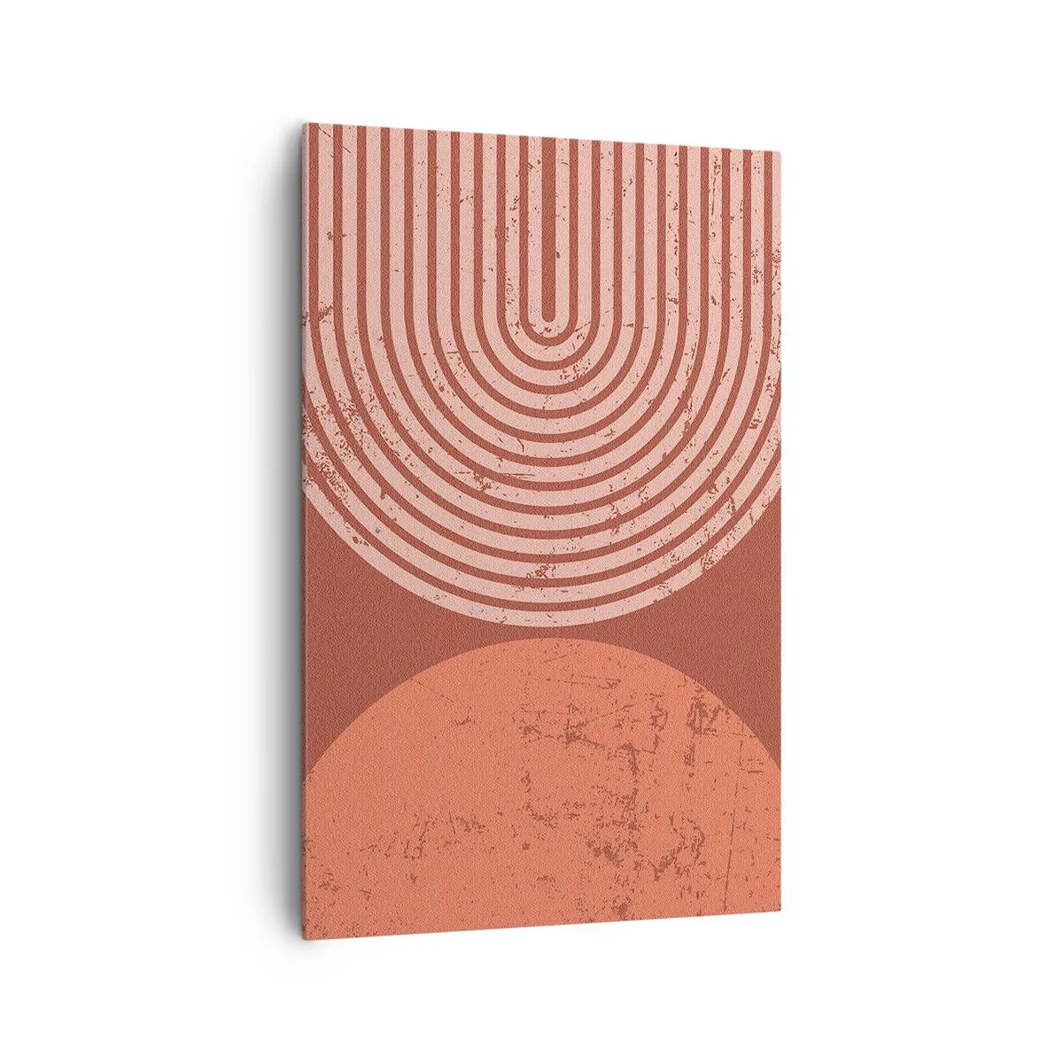 Bild auf Leinwand - Leinwandbild - Geometrische Muster in Terrakotta-Tönen auf Vintage-Hintergrund - 80x120cm - Enge Beziehung - Moderne Wanddekoration für Wohnzimmer und Schlafzimmer ARTTOR